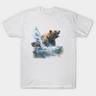 Bear in the River - Watercolor T-Shirt